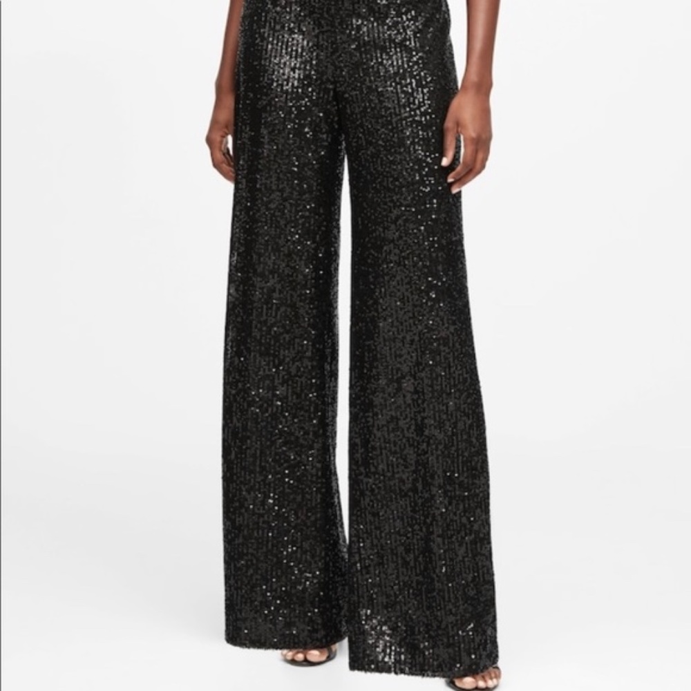Banana Republic High-Rise Wide Leg Sequin Pant
